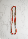 Brass cylinder bead and red glass bead long necklace that can be layered