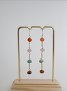 Multicolor dangle earrings, featuring Agate gemstones hand-assembled by artisans in Charlotte, NC, USA.