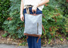 gray seude backpack