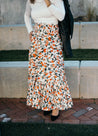peach pattern wrap skirt