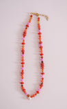 Red and pink short necklace.