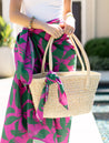 Pink with Green Leaf Scarf