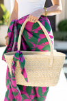 Pink with Green Leaf Scarf
