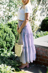 Navy and White Stripe Classic Tiered Wrap Skirt