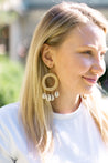 Jalia Round Rattan and Shell Drop Earrings