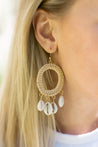 Jalia Round Rattan and Shell Drop Earrings