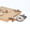 Handmade wood tic-tac-toe board with cattle horn x's and o's