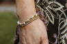 Set of 3 handmade beaded minimalist bracelets with mixed gold and silver seed beads and pearl beads