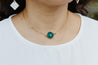 Hand-assembled minimalist necklace with 18k gold-filled chain and Emerald green onyx stone pendant