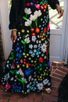 Black with colorful flowers. Wedding Wrap Skirt