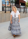 Blue and Ivory Animal Print Wrap Skirt