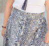Blue and Ivory Animal Print Wrap Skirt