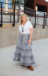 Blue and Ivory Animal Print Wrap Skirt