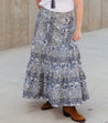 Blue and Ivory Animal Print Wrap Skirt