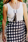 Black and white floral wrap skirt