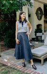 Dark Denim with Neon Thread Classic Wrap Skirt