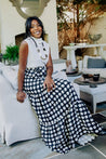 Black and white floral wrap skirt