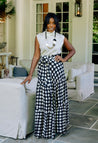 Black and white floral wrap skirt