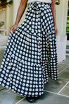 Black and white floral wrap skirt