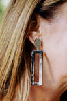 Black, white, and silver ethically-sourced cattle horn dangle earrings
