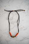 Handmade colorful clay bead with leather cord necklace