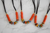 Handmade colorful clay bead with leather cord necklaces