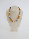 gold blue mustard cream chunky blue necklace