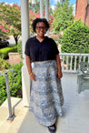 Blue and Ivory Animal Print Wrap Skirt