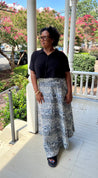 Blue and Ivory Animal Print Wrap Skirt
