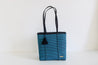 Recycled tote bag in blue and navy 