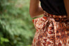 brown boho pratterned wrap skirt