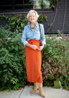 orange wrap skirt