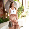 brown boho pratterned wrap skirt