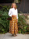 brown and yellow boho wrap skirt