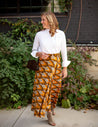 brown and yellow boho wrap skirt