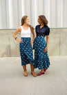 blue and navy wrap skirt