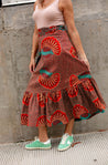 red and blue wrap skirt
