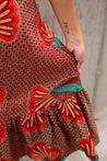 red and blue wrap skirt