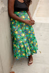 green, blue and yellow wrap skirt