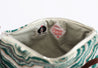 Green and tan tapestry pouch