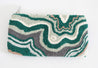 Green and tan tapestry pouch