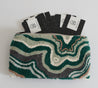Green and tan tapestry pouch