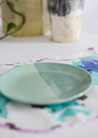 Bright blue and purple with white background.