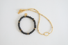 Gold Necklace with Black Bracelet