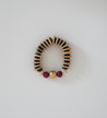 purple. gold, and wood beaded chunky bracelet