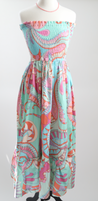 Blue, Pink, Orange paisley pattern dress