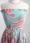 Blue, Pink, Orange paisley pattern dress