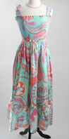Blue, Pink, Orange paisley pattern dress