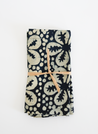 Black & Grey Flower Blocprint napkins - set of 2