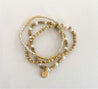 Set of 3 handmade beaded minimalist bracelets with mixed gold and silver seed beads and pearl beads